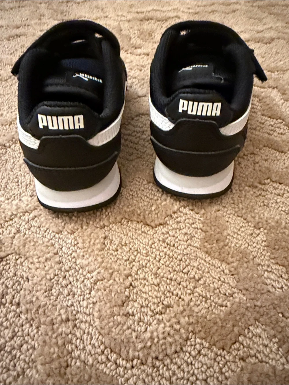 Puma Kids Black and White Velcro Athletic Sneakers